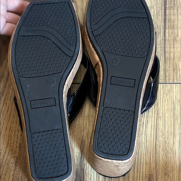 George Black Plaid Wedge Sandals - Picture 3 of 3